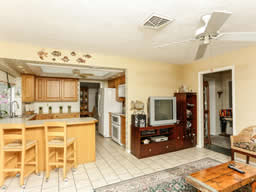 The family room is open to the kitchen